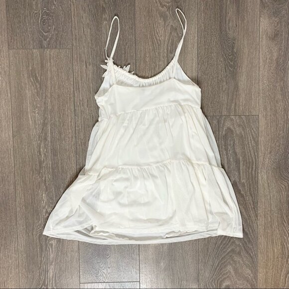 H&M Babydoll Tunic Blouse Mini Dress Ivory Floral Embroidery Y2K 2000s Small - Picture 16 of 16